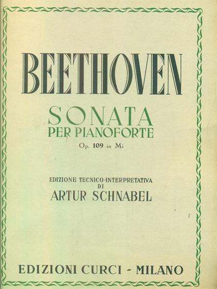 Sonata per pianoforte op 109 in mi - Beethoven - copertina
