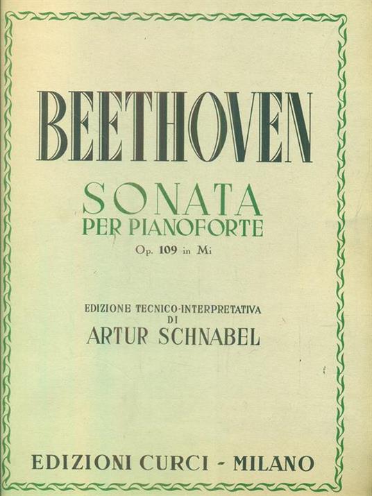 Sonata per pianoforte op 109 in mi - Beethoven - copertina