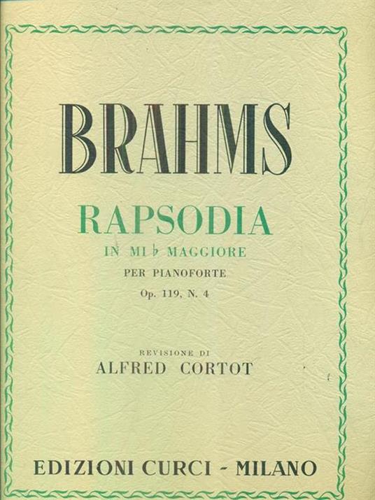 Rapsodia in Mi b maggiore per pianoforte op 119 n 4 - Johannes Brahms - copertina