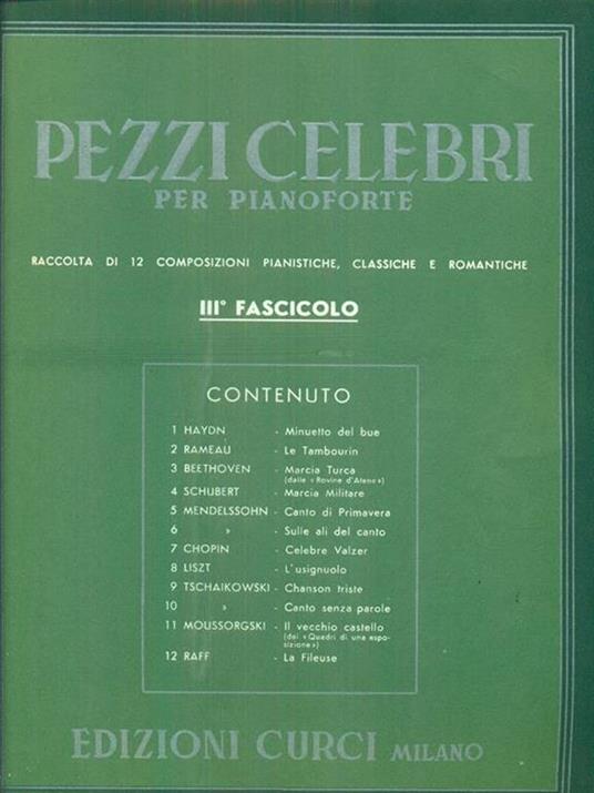 Pezzi celebri per pianoforte III fascicolo - copertina