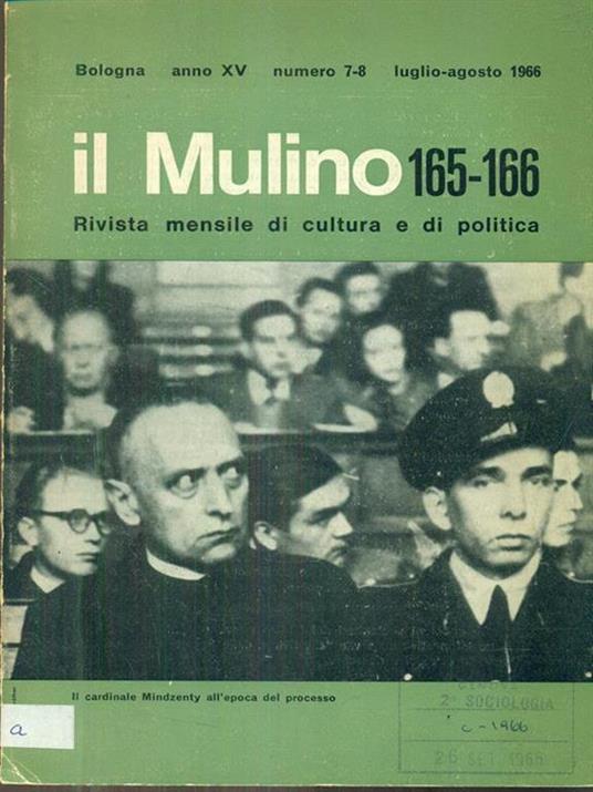Il Mulino 165-166 numero 7-8 luglio-agosto 1966 - copertina