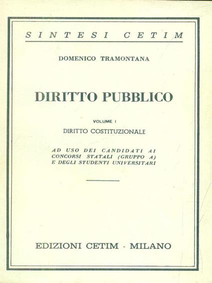 Diritto pubblico I - Domenico Tramontana - copertina