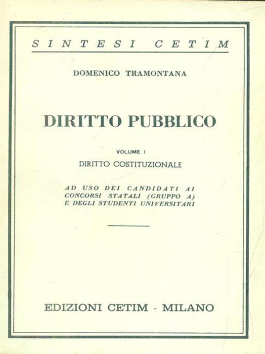 Diritto pubblico I - Domenico Tramontana - copertina