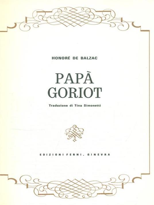 Papà Goriot - Honoré de Balzac - copertina