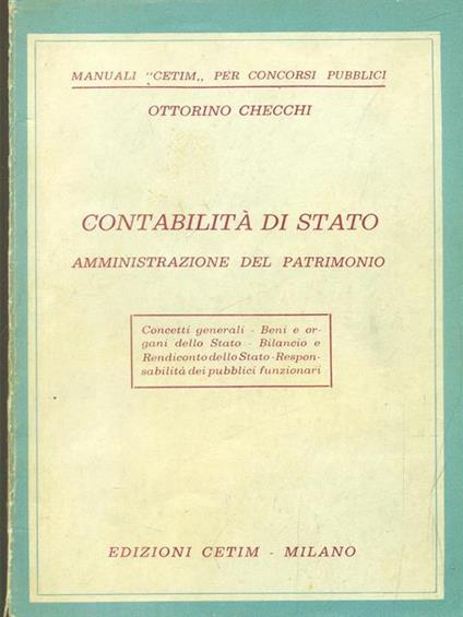 Contabilità di stato amministrazione del patrimonio - Ottorino Checchi - copertina
