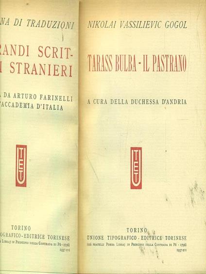 Tarass bulba il pastrano - Nikolaj Gogol' - copertina