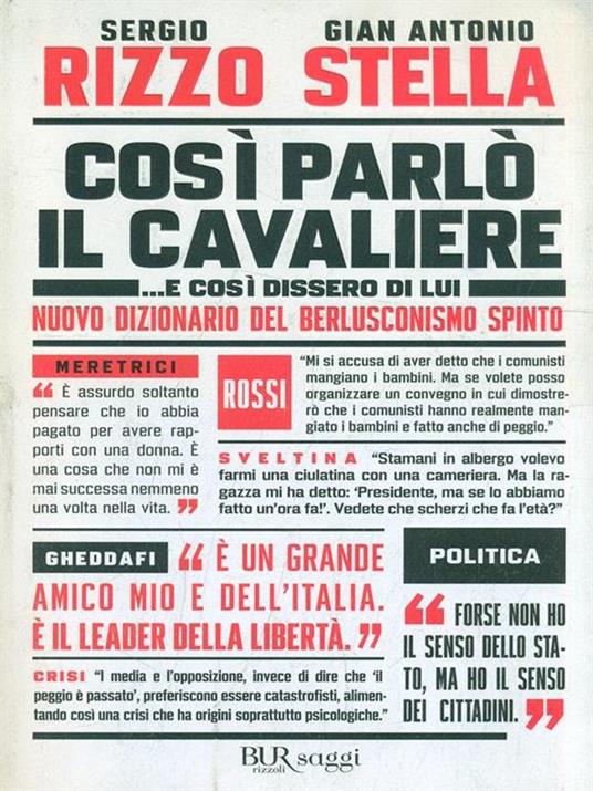 Così parlo il cavaliere - Sergio Rizzo,Gian Antonio Stella - copertina