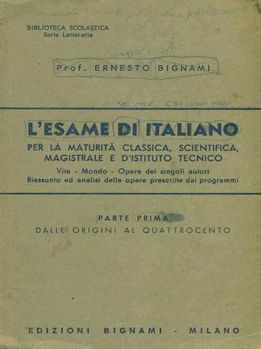 L' esame di italiano - Ernesto Bignami - copertina