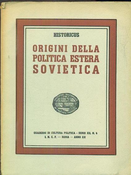 Origini della politica estera sovietica - copertina