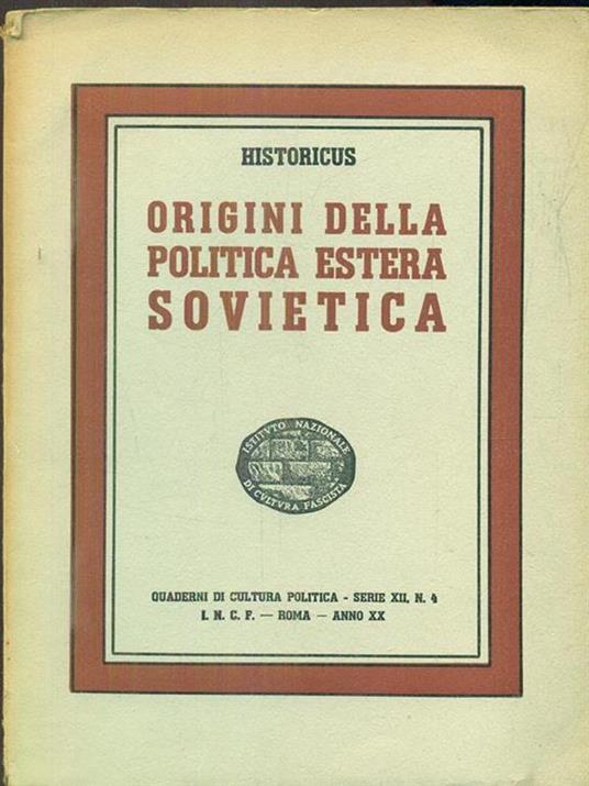 Origini della politica estera sovietica - copertina