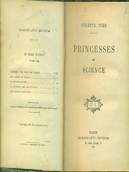 Princesses de science - Colette Yver - copertina