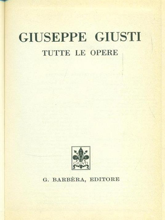 Tutte le opere - Giuseppe Giusti - copertina