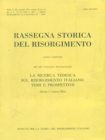 Rassegna storica del risorgimento anno LXXXVIIINumero speciale - copertina