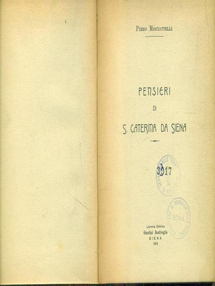 Pensieri di S. Caterina da Siena - Piero Misciattelli - copertina