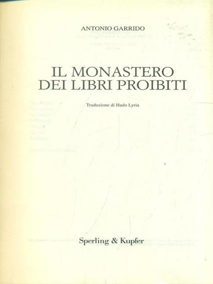 Il monastero dei libri proibiti - Antonio Garrido - copertina