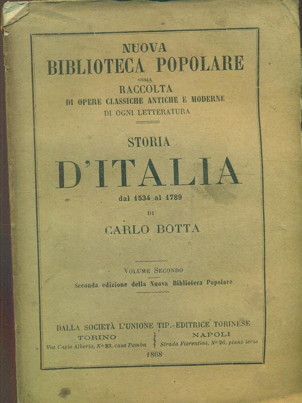 Storia d'Italia dal 1534 al 1789 volume secondo