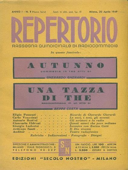 Repertorio n.1 - 20 aprile 1949 - copertina