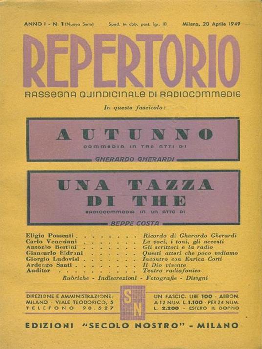 Repertorio n.1 - 20 aprile 1949 - copertina