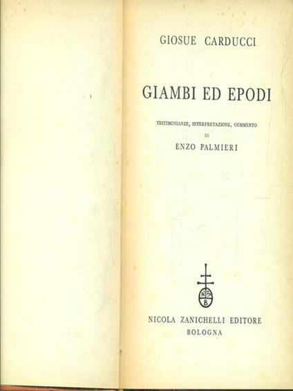 Giambi ed epodi - Giosuè Carducci - copertina