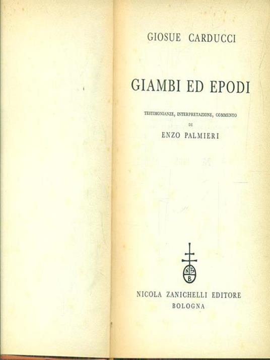 Giambi ed epodi - Giosuè Carducci - copertina