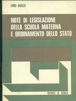 Note di legislazione della scuola materna e ordinamento dello stato