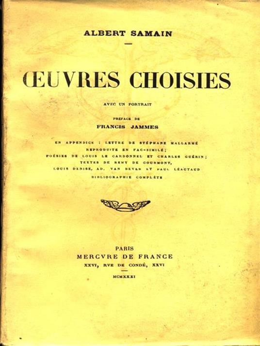 Å’vres Choisies - Albert Samain - copertina