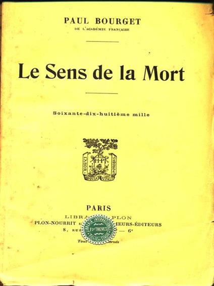 Le Sens de la Mort - Paul Bourget - copertina