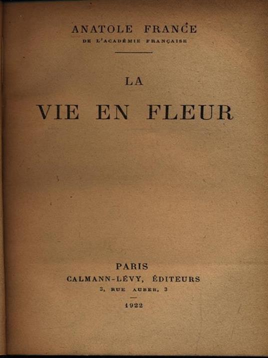 La vie en fleur - Anatole France - copertina