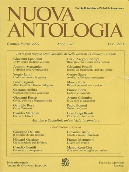 Nuova antologia 1 gennaio/marzo 2002 - copertina