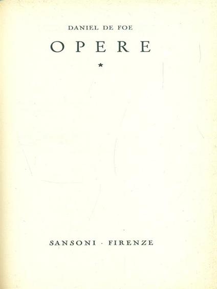 Opere Vol. I - Daniel Defoe - copertina