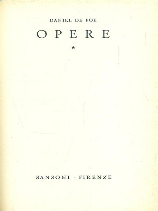 Opere Vol. I - Daniel Defoe - copertina