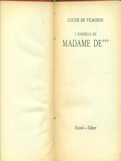 I gioielli di madame de - Louise de Vilmorin - copertina