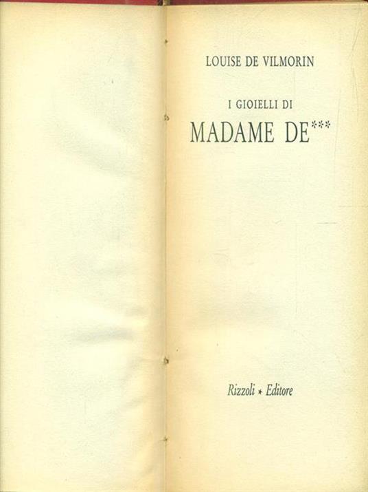 I gioielli di madame de - Louise de Vilmorin - copertina