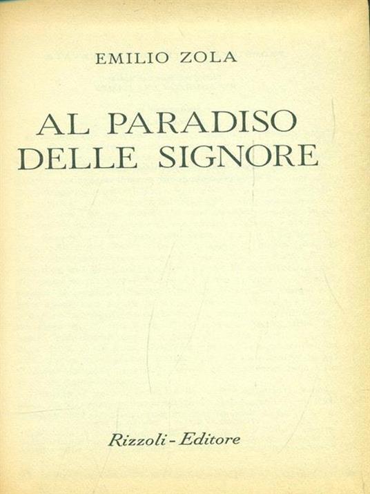 Al paradiso delle signore - Émile Zola - copertina
