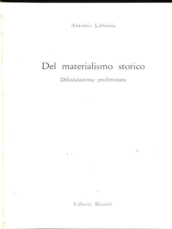 Del materialismo storico