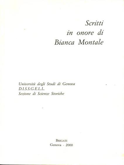 Scritti in onore di Bianca Montale - copertina