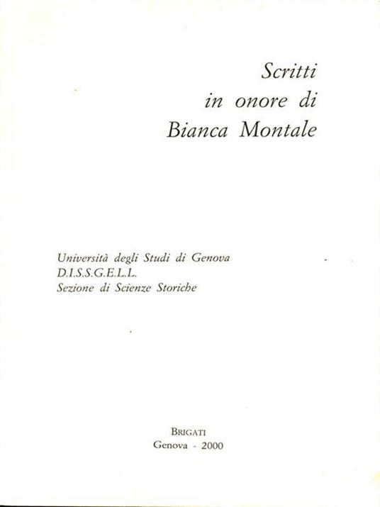 Scritti in onore di Bianca Montale - copertina