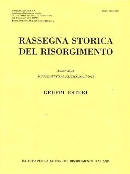 Rassegna Storica del Risorgimento. FascicoloIII/2012 - copertina