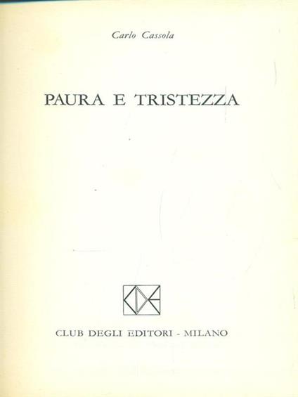 Paura e tristezza - Carlo Cassola - copertina