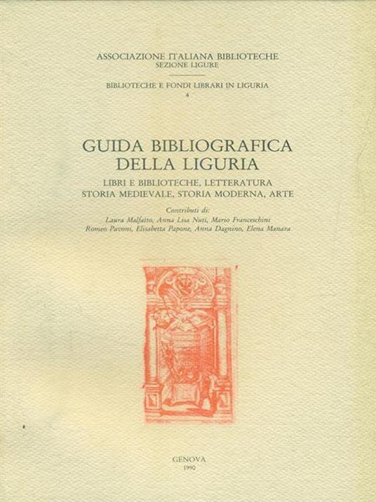 Guida bibliografica della Liguria - copertina