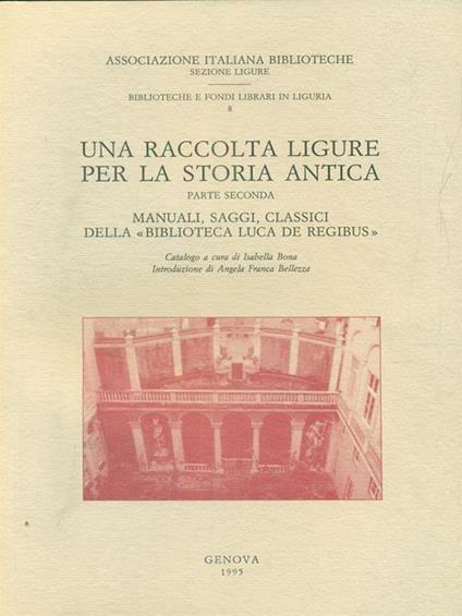 Una raccolta ligure per la storia antica parte seconda - copertina