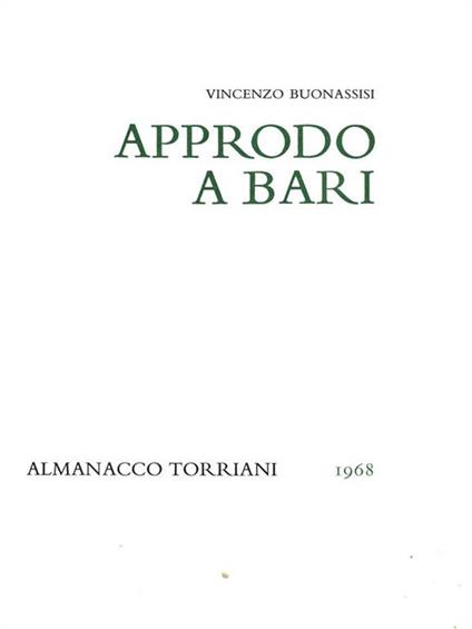 Approdo a Bari 1968 - Vincenzo Buonassisi - copertina