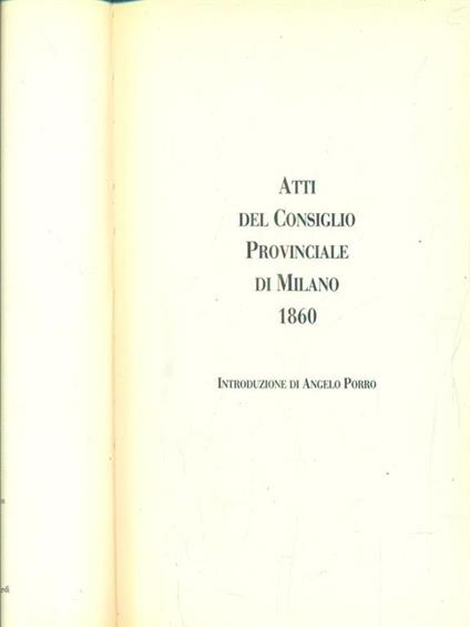 Atti del consiglio provinciale di Milano 1860 - copertina