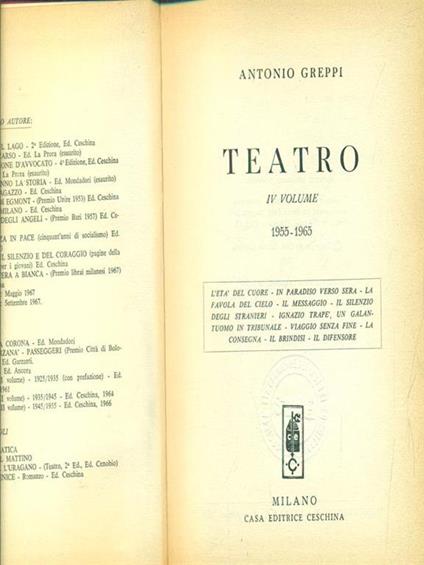 teatro 1955-1965 - Antonio Greppi - copertina