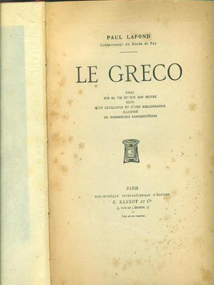 Le greco - Paul Lafond - copertina
