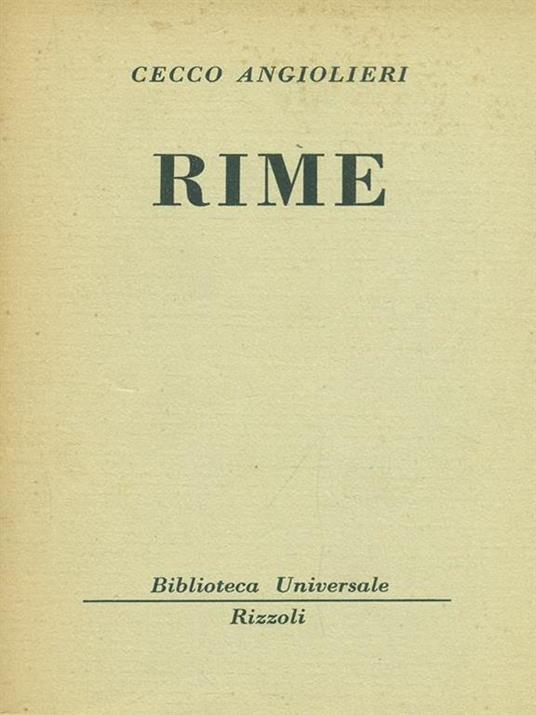 Rime - Cecco Angiolieri - copertina