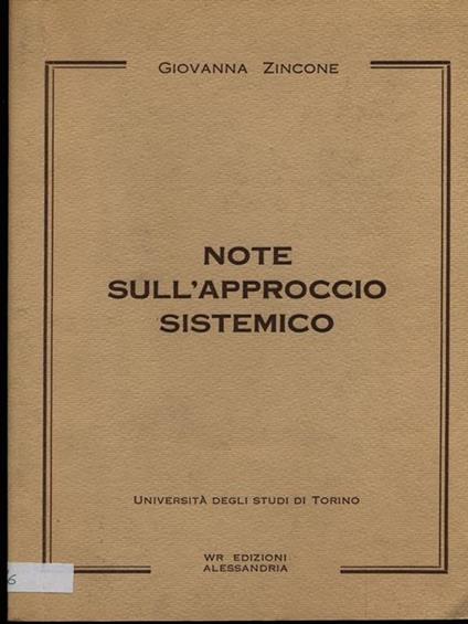 Note sull'approccio sistemico - copertina