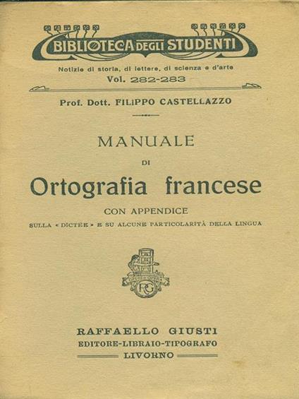 Manuale di ortografia francese - copertina