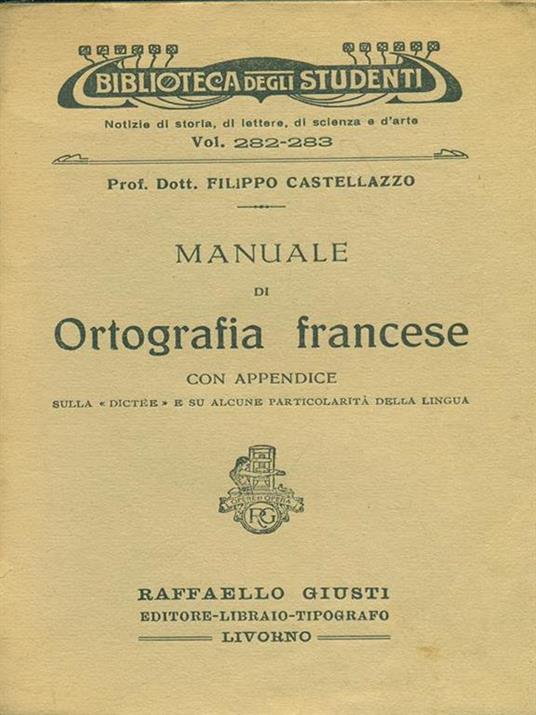 Manuale di ortografia francese - copertina