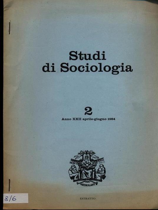 Studi di sociologia 2/aprile-giugno 1984. Estratto - copertina